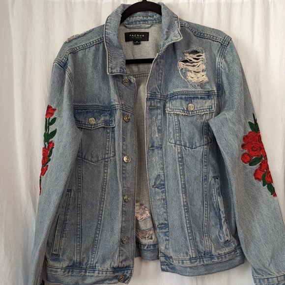 PacSun Other - Pacsun Floral Distressed Trucker Denim Jacket Size Medium